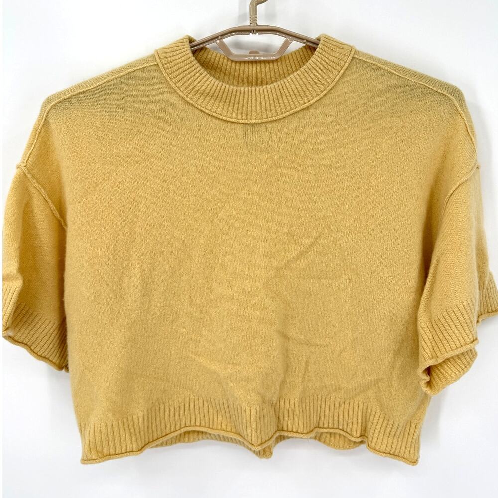 Anthropologie The Goldie Crew-Neck Cashmere Sweater Oversize Yellow Size Small